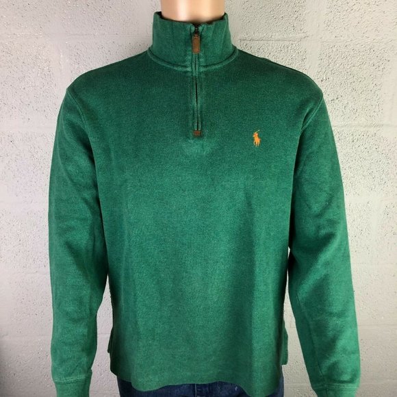Polo Ralph Lauren 1/2 Half Zip French Rib Pullover Sweater Green Size M - Picture 4 of 9